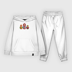 Костюм хлопковый детский Три ярких матрёшки, цвет: белый