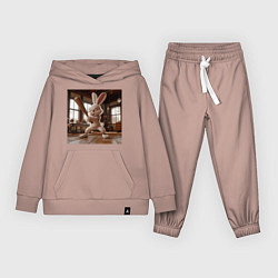 Костюм хлопковый детский Заяц и бейсбол, цвет: пыльно-розовый