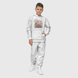 Костюм хлопковый детский Фотоаппарат с пионами, цвет: белый — фото 2