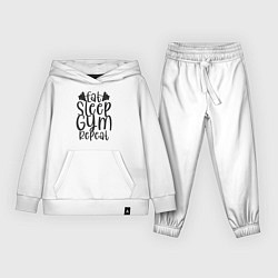 Костюм хлопковый детский Eat sleep gym, цвет: белый