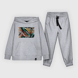 Костюм хлопковый детский Полоски листья, цвет: меланж