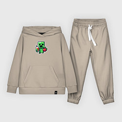 Костюм хлопковый детский Minecraft крипер с маком, цвет: миндальный
