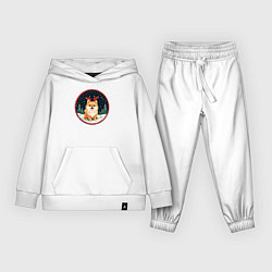 Костюм хлопковый детский Милый померанец с оленьими рожками, цвет: белый