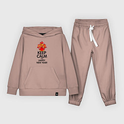 Костюм хлопковый детский Сохраняй спокойствие и с новым годом, цвет: пыльно-розовый