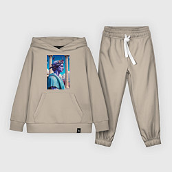 Костюм хлопковый детский Античный герой и архитектура, цвет: миндальный