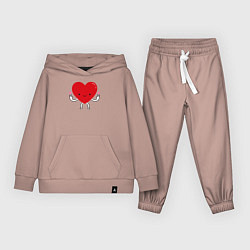 Костюм хлопковый детский Сердечное сердечко, цвет: пыльно-розовый