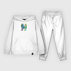 Костюм хлопковый детский Декоративный кот в узорах, цвет: белый