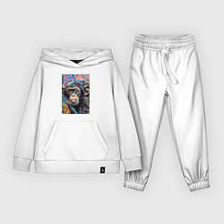 Костюм хлопковый детский Graffiti monkey, цвет: белый