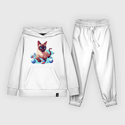 Костюм хлопковый детский Синеглазый кот, цвет: белый