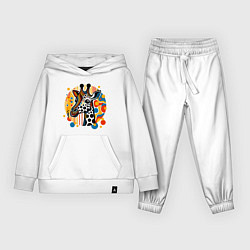 Костюм хлопковый детский Абстракция жираф в точечку, цвет: белый