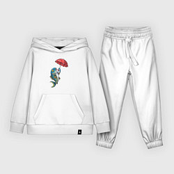 Костюм хлопковый детский Карп на зонтике, цвет: белый