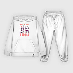 Костюм хлопковый детский Как я катаюсь, цвет: белый
