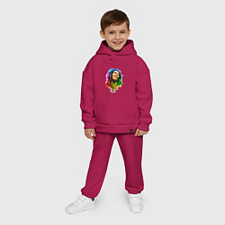 Детский костюм оверсайз Улыбающийся Боб Марли, цвет: маджента — фото 2