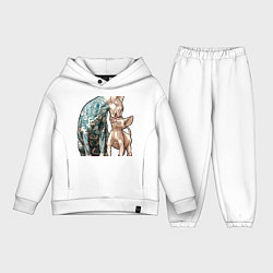 Детский костюм оверсайз Кошки сфинксы, цвет: белый