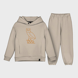 Детский костюм оверсайз OVO Owl, цвет: миндальный