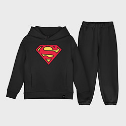 Детский костюм оверсайз Superman logo, цвет: черный
