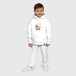 Детский костюм оверсайз Sleep Eat Play Repeat Бульдог, цвет: белый — фото 2