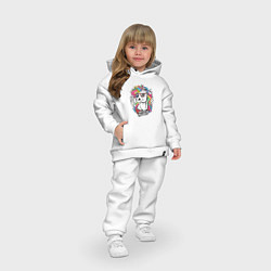Детский костюм оверсайз Единорог хипстер, цвет: белый — фото 2
