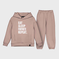 Детский костюм оверсайз EAT SLEEP FORTNITE REPEAT, цвет: пыльно-розовый