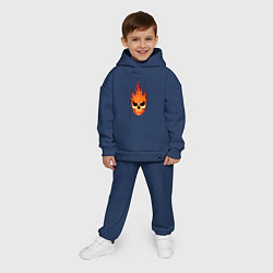 Детский костюм оверсайз Fire flame skull, цвет: тёмно-синий — фото 2