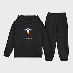 Детский костюм оверсайз TESLA MOTORS GLITCH ТЕСЛА, цвет: черный