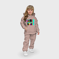 Детский костюм оверсайз Геометрический неоновый узор, цвет: пыльно-розовый — фото 2