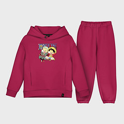 Детский костюм оверсайз Малыши Зоро и Луффи One Piece, цвет: маджента
