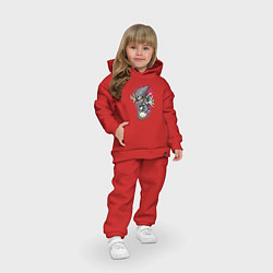 Детский костюм оверсайз Скелетон на скейте, цвет: красный — фото 2