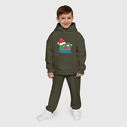 Детский костюм оверсайз Pepe, pepe happy, Пепе хеппи, pepe happy new year, цвет: хаки — фото 2