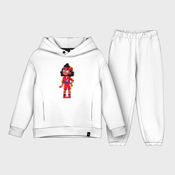 Детский костюм оверсайз Мег Brawl Stars иллюстрация, цвет: белый