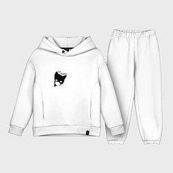 Детский костюм оверсайз Кот в маске, цвет: белый