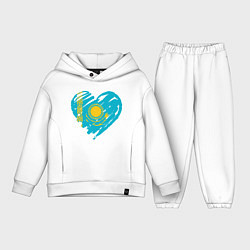 Детский костюм оверсайз Kazakhstan Heart, цвет: белый