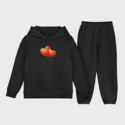 Детский костюм оверсайз Воздушные Сердца Любовные Шары, цвет: черный