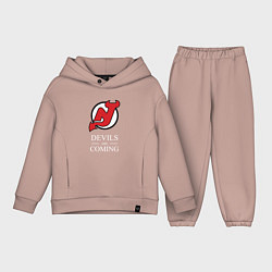 Детский костюм оверсайз New Jersey Devils are coming Нью Джерси Девилз, цвет: пыльно-розовый