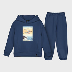Детский костюм оверсайз Five Seagulls Above Turbulent Sea, цвет: тёмно-синий