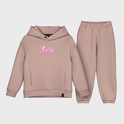 Детский костюм оверсайз Barbie logo, цвет: пыльно-розовый