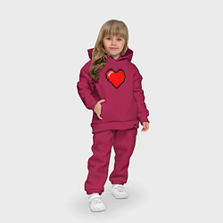 Детский костюм оверсайз Пиксельное сердце-здоровье - Красный, цвет: маджента — фото 2