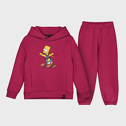 Детский костюм оверсайз Барт Симпсон - крутой скейтер, цвет: маджента