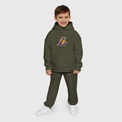 Детский костюм оверсайз ЛА Лейкерс объемное лого, цвет: хаки — фото 2