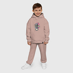 Детский костюм оверсайз Скелет-подросток-скейтер, цвет: пыльно-розовый — фото 2