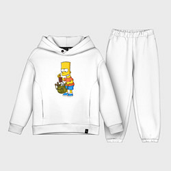 Детский костюм оверсайз Барт Симпсон разбирает свой рюкзак, цвет: белый