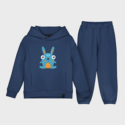 Детский костюм оверсайз Смешной круглый заяц, глазастый кролик, цвет: тёмно-синий