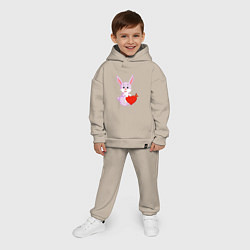 Детский костюм оверсайз Кролик с сердцем, цвет: миндальный — фото 2