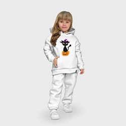 Детский костюм оверсайз Чёрная кошечка на тыкве, цвет: белый — фото 2
