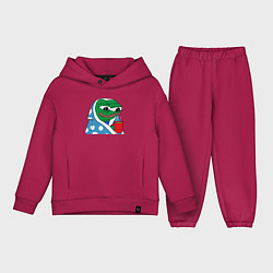 Детский костюм оверсайз Frog Pepe мем, цвет: маджента