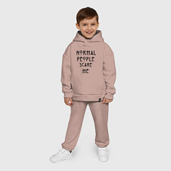Детский костюм оверсайз Normal people scare me, цвет: пыльно-розовый — фото 2