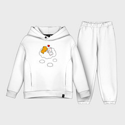 Детский костюм оверсайз Влюбленные медвежата на облаке, цвет: белый