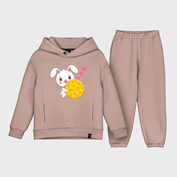 Детский костюм оверсайз Кролик с вкусняшкой, цвет: пыльно-розовый