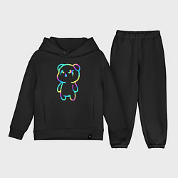Детский костюм оверсайз Cool neon bear, цвет: черный