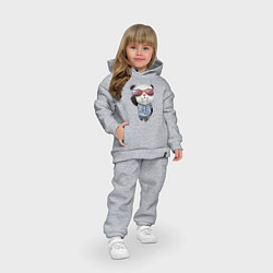 Детский костюм оверсайз Прикольный пандёныш в темных очках и наушниках, цвет: меланж — фото 2